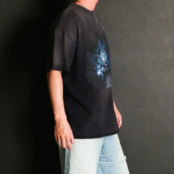 New KAMIYA KMY-WOLF” Distressed (BLACK) T-shirt Size XL - Picture 3 of 4